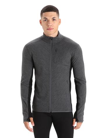 Pánské Bundy Icebreaker RealFleece™ Merino Descender Long Sleeve Zip Černé | CZ 1704WNBY